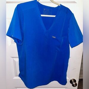 Women’s FIGS Royal Blue V-Neck Scrub Top Technical Collection Size XL